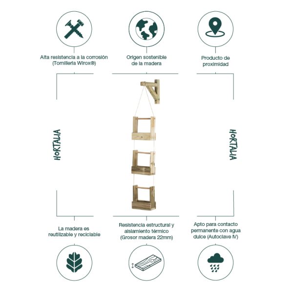 Jardinera colgante Woody