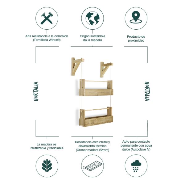 Jardinera colgante Woody